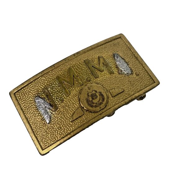 New Mexico Military Institute NMMI Brass Belt Buckle College Seal Cambridge